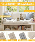 Custom Bench Cushions For Indoor And Outdoor Use, Tufted Non Slip Cushions on bay window with cats and pillows