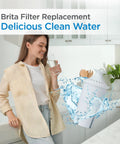 Woman drinking clean water with Standard Pitcher Replacement Water Filters BPA Free For Fresh Tasting Water Up To 60 Gallons NSF Certified