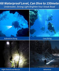 D511 2200 Lumen LED Dive Light With Aluminum Alloy Body, 150m Depth Rating, in underwater and outdoor adventure scenarios