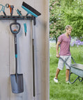 Ditch The Mess With This Slick Wall Rack Built For Garden Tools And Hand Pruners Zero Drama Garage Organization Kit with shovels and brushes.