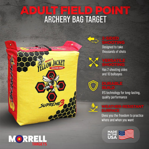 Yellow Jacket Supreme 3 Archery Target Bag Dual Sided 23 By 12 Inches Weatherproof 54 Layer Construction for compound bow practice