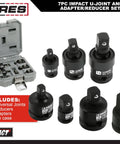 Impact U Joint and Adapter Set for One Quarter, Three Eighths, and One Half Inch Drives with Two Adapters and Two Reducers in case