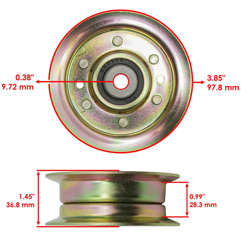 Idler Pulley Replacement For John Deere Tractors And Commercial Mowers Drop In Fitment Easy Install Fits 92H 102 105 107H 107S 115 125 135 145 155C 190C D100 D105 D110 D125 D130 D140 D155 D160 D170 Durable Performance 98.4 mm steel pulley