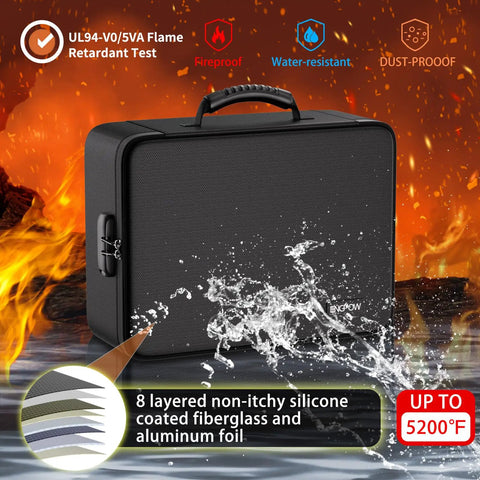 Black Fireproof File Organizer Bag With 13 Colorful Pockets And Accordion Folder 5200F Document Safe Box With Lock