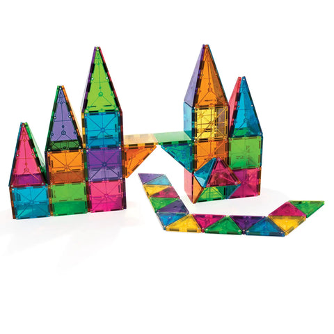 Classic 100 Piece Magnetic Construction Set With Translucent Geometric Shapes In Six Colors For Open Ended Building And STEM Fun