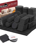 Heckin Smooth Felt Furniture Pads For Hardwood Floors, 182 piece assortment of black felt pads, anti-scratch guards for furniture legs.