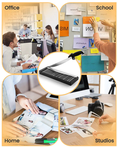 Heavy Duty Paper Trimmer 12 Inch With Steel Blade And Alignment Grid For Smooth Cardstock Slicing Zero Hassle Build Handles Bulk Jobs Like A Dream Perfect For Crafting Or Office Delivering Sharp Guillotine Cuts Quick