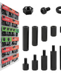 Black Nylon Standoff Kit For PCBs And Motherboards With Spacers Nuts And Washers M3 Hardware 600 Pieces Includes Male And Female Standoffs In 6mm 10mm 15mm 20mm 25mm For DIY Computer Builds, assorted black nylon standoffs and hex nut