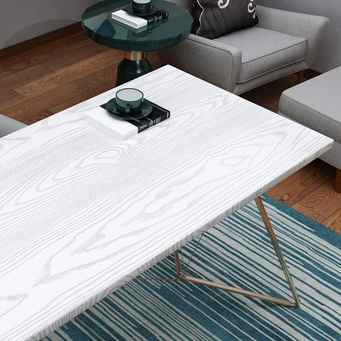 Table with White Wood Peel and Stick Wallpaper Roll 15.8 x 394 Inches For Cabinets, Countertops, Desks, Dining Tables, And Old Furniture Waterproof Removable Self Adhesive Shelf Liner For Easy DIY Renovation And Stain Resistant applied