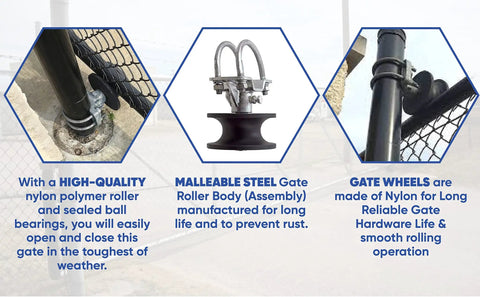 4-Inch Round Post To Two And A Half Inch Round Gate Nylon Cantilever Roller, nylon and steel assembly for sliding gates.