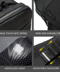 Mini Crossbody Sling Bag For Men And Women, showcasing zippers, ventilated mesh, and adjustable strap for travel work sport
