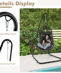 Beefy Outdoor Hammock Stand With Adjustable Height, Heavy Duty Metal Swing Frame, Safety Hook And Sturdy Chain shown by poolside