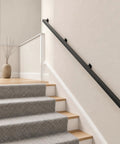 Five Hundred Pound Legit Heavy Duty Stair Handrail Wall Mounted Rock Solid Reinforced Steel Zero Play Banister Safe Grip For Seniors And Kids Built Tough Home Upgrade on staircase with gray carpet.