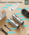 Rechargeable Electric Salt And Pepper Grinder Set With USB C Charging Dock Stainless Steel Auto Grinders Adjustable Coarseness LED Light Huge Capacity Super Handy Kitchen Gift components on table