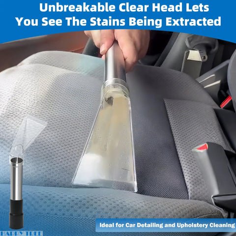 Person using Must Have All In One Universal Shop Vac Adapter Kit Fits Most One To Twenty Gallon Vacs on car upholstery