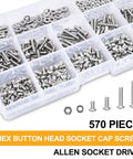 Stainless Steel M3 Button Head Socket Cap Screws Bolts Nuts And Flat Washers 570 Piece Assortment Kit in compartment tray