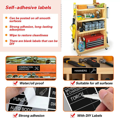 Slick Black Toolbox Organization Labels For Tool Chests And Drawers With Heavy Duty Self Adhesive Sticker Sheets Making Your Shop Hella Organized And Super Quick To Assemble Every Single Weekend Project