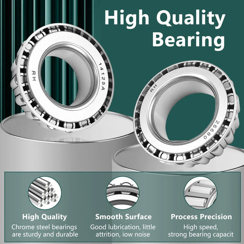 Heavy Duty Four Pack 7,000 Lb Boat Trailer Axle Bearings Kit With Double Lip Grease Seals 25580 14125A close-up view