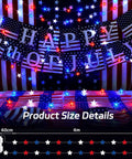 Patriotic Pentagram Star String Lights 13 Ft 40 LED Waterproof Outdoor Battery Operated With Timer Red White And Blue