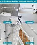 Image displaying Rock Solid Stainless Steel Grab Bars 3 Pack Featuring Two Practical Sizes For Bathtubs And Showers Non Slip Senior Support Handles.