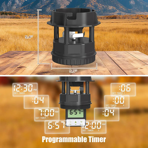 Boltfavo Compatible Deer Feeder Motor Replacement For Moultrie Pro Tripod Hanging Models. Programmable Digital Timer Controller Kit. Up To Four Feed Times Daily. Works With 10 Gallon Buckets Exclude Five Gallon Hanging Types. Batteries Not Included.