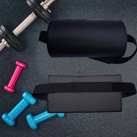 Bench Press Pad For Upper Back And Neck Support, Chest Press Back Pad For Exercise Benches with adjustable strap shown on gym floor