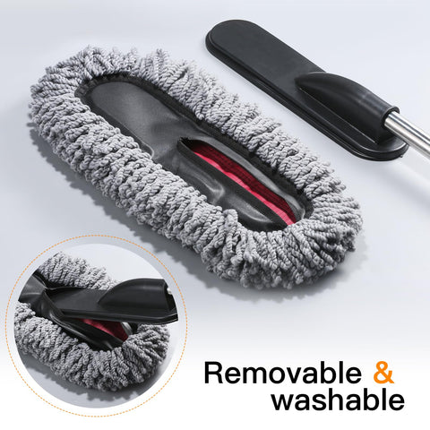 Three Pack Large Microfiber Car Duster With Extendable Handle For Scratch Free Exterior And Multipurpose Interior Dust Cleaning