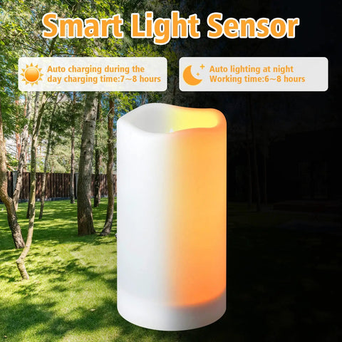 Solar Flameless Candles Outdoor Waterproof Led Lantern Lights Dusk To Dawn Flicker Reusable 3D Wick Candles in garden