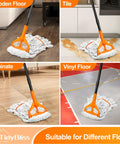 Heavy Duty Commercial Floor Mop With 55 Inch Handle And Three Interchangeable Heads Ultra Absorbent Cotton Loop on wooden, tile, laminate, vinyl floors.