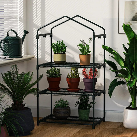 Portable 3 Tier Plant Greenhouse For Indoor And Outdoor Use With Heavy Duty Powder Coated Steel Frame And Durable PE Cover, Ideal Seedling Starter Rack For Small Spaces And Busy Indoor Gardens
