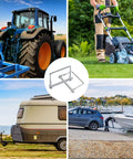 Ten Pack 2.75 Inch By 0.25 Inch Trailer Pins For Hitch, Shaft Locking, Coupler, PTO And Lock Pins shown with farm and towing equipment.