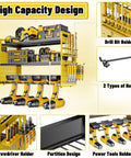Power Tool Organizer Wall Mount With Hooks Drill Holder And Screwdriver Rack Built In Power Strip Pro Grade Heavy Duty Iron