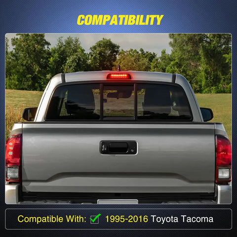 High Mount Third Brake Light LED Upgrade For Toyota Tacoma 1995 2016 Pickup Rear Cab Center Tail Light Replacement shown installed