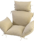 Weatherproof Egg Chair Cushion with 8 Secure Straps, Water Repellent Faux Linen Cover, Removable and Machine Washable Pad