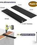 Pack of 4 Built Like A Tank Heavy Duty 12 Inch Countertop Support Brackets dimensions with screws for easy installation.