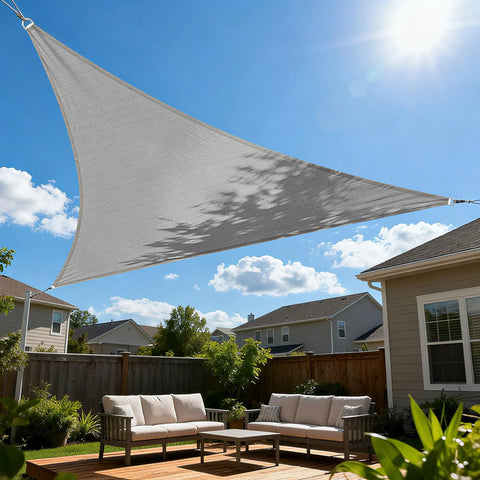 Triangle Sun Shade Sail 8x8x8 Foot Outdoor Canopy For Pergola Backyard Deck Garden UV Resistant HDPE Fabric With Reinforced Edges