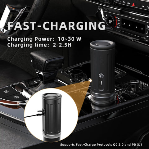 Ultra Portable Espresso Maker With Self Heating Tech On The Go, 8 Cups Per Charge And 20 Bar Pressure, Compact in car