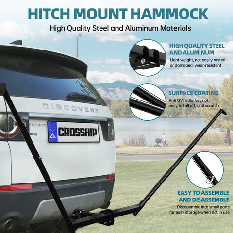 Beefed Up Hitch Mount Hammock Stand With Parachute Nylon Hammock And Storage Bag For 2 Inch Receiver Fits Class III And IV Trucks