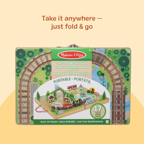 Portable Wooden Railroad Tabletop Playset With Magnetic Train Cars And Animal Scenery For Toddlers And Preschoolers Age Three Plus Legit Awesome Travel Kit in a foldable design.