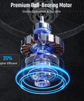 Close-up of premium ball-bearing motor from 18 Inch Industrial Wall Mount Fan With Dual Ball Bearing Built To Move Serious Air
