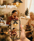Family dining with Old School Edison ST64 40W Incandescent Bulbs With Dimmable E26 E27 Bases in cozy kitchen setting.