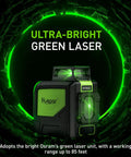 Self Leveling Laser Level With 360 Green Beam Cross Line, 360 Degree Horizontal Line And 130 Degree Vertical Coverage