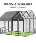 Sturdy Wooden Chicken Coop With Large Run And Covered Outdoor Space For Backyard Flock, 47.28 sq ft, Fir Wood, Galvanized Mesh