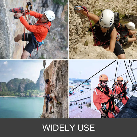 Arborists and climbers using Beefy Steel Core Flip Line Kit 5/8 Inch By 12 Ft Wire Core in various outdoor and industrial settings.