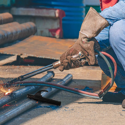 Workhorse Welding Pliers For Pros Copper Forged 300A Electric Welding Clamp Hand Tool in use during industrial metalwork