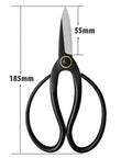 Pro Grade Bonsai Scissors 7.3 Inch For Pruning And Floral Arrangements, high-carbon steel blades, dimensions shown