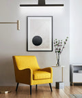 Rechargeable Wireless Picture Light 22 Inch Wall Art Lighting With Three Color Modes illuminating a modern living room art piece.