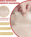 Dark Gray Self Adhesive Linen Repair Tape For Couch Sofa Patch No Sweat Diy Fix Flexible Cut Furniture Cover Strip For Chairs Cushions Bags 4 By 70 Inches with fabric-specific adhesive backing demonstration.