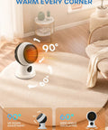 15 Inch Compact Modern Heater And Fan 2 In 1 Remote 1500W PTC Ceramic Space Heater for indoor use, 60° oscillation on carpet