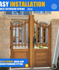 Strong Arm Extension Spring Crafted From Heavy Duty High Carbon Steel Measuring One Inch Outer Diameter By Twelve Inch Length Zero One Oh Five Wire Thickness Built Tough For Door Closers And Garage Hardware Retrofits near a wooden gate.